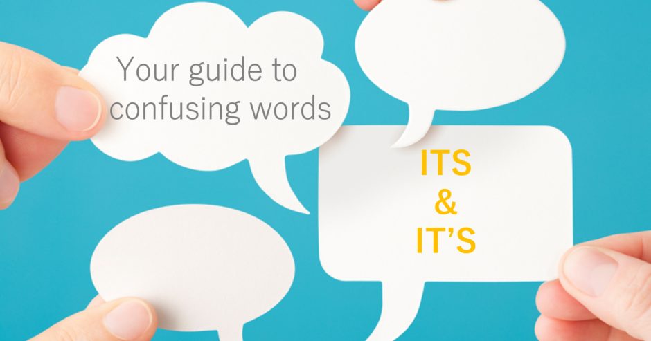 Thought bubbles with text overlay – IT'S & ITS – Your guide to confusing words