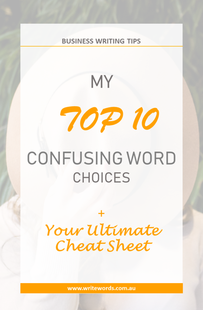 Hat over face with text overlay - My Top 10 Confusing word choices