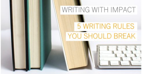 Old books and modern keyboard with text overlay – Writing with impact – 5 writing rules you should break